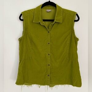 J Jill Green Sleeveless Button Down Shirt Size Medium